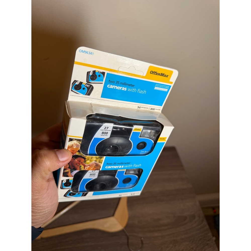 Y2K OfficeMax Disposable Camera 2 Pack 35mm Film 800 Speed Blue Vintage